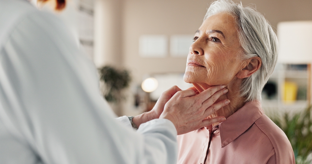 Woman check for lymph cancer
