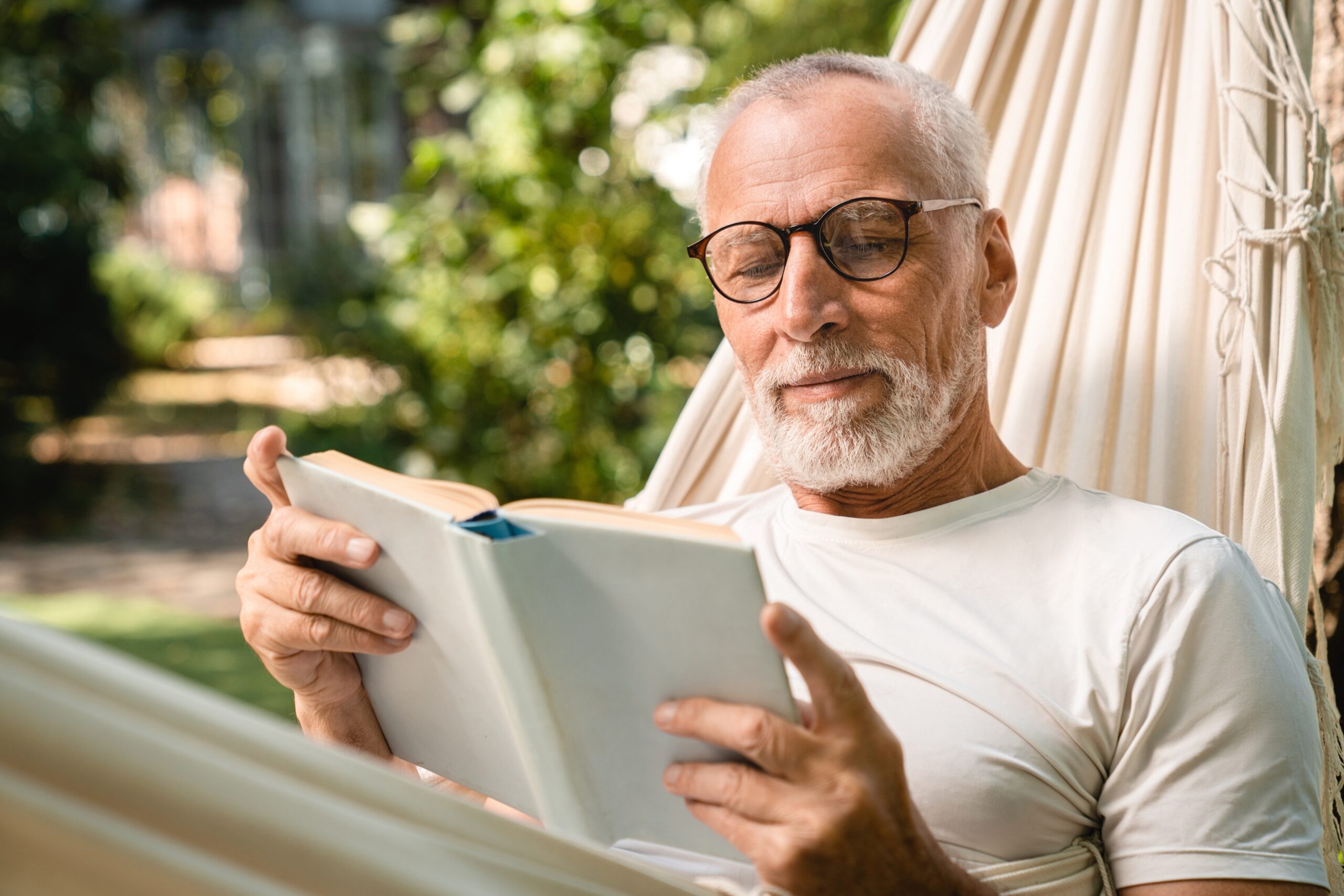 Man probably reading about prostate biopsies