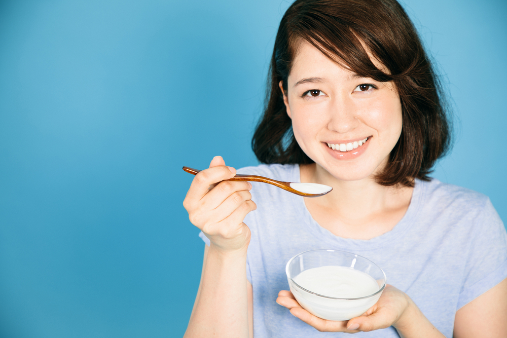 Woman with good gut health