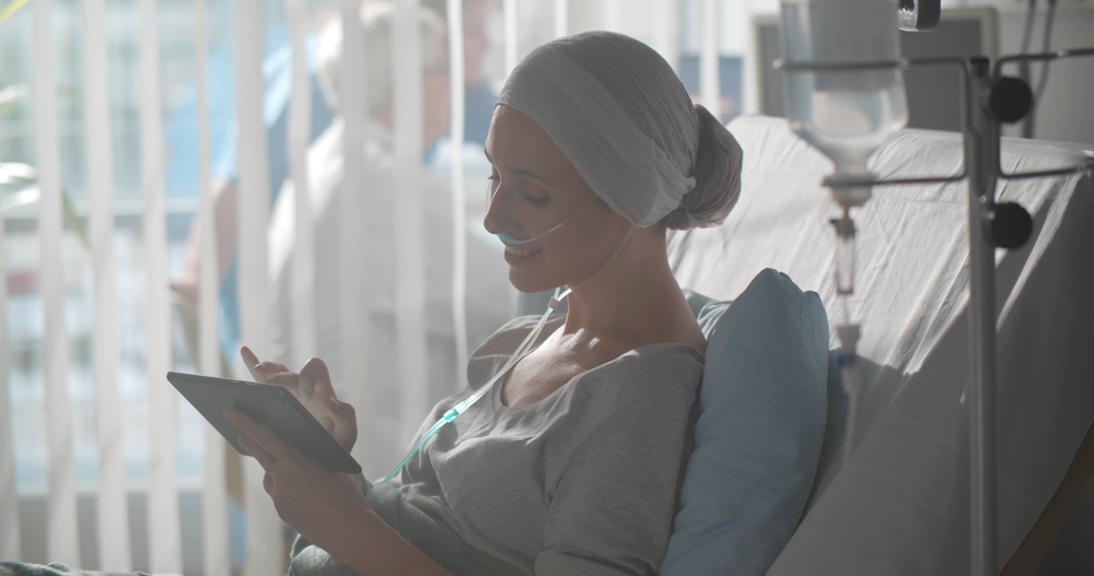 woman receiving cancer treatment